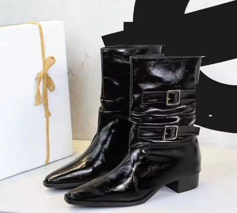 New Pointed Thick Heel Mid-tube Boots CODE: KAR4168