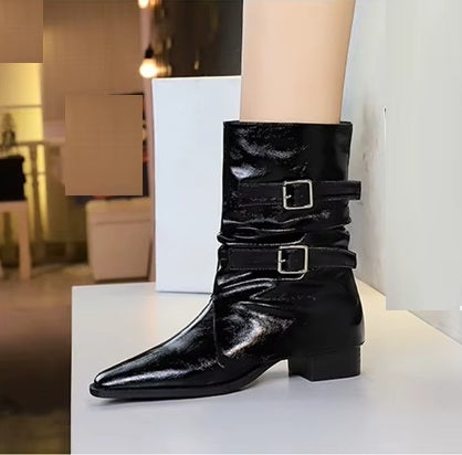 New Pointed Thick Heel Mid-tube Boots CODE: KAR4168