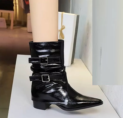 New Pointed Thick Heel Mid-tube Boots CODE: KAR4168