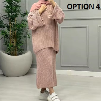 New Fashionable Slim Knit Top & Mini Skirt Set CODE: KAR4266