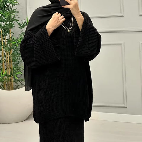 New Fashionable Slim Knit Top & Mini Skirt Set CODE: KAR4266