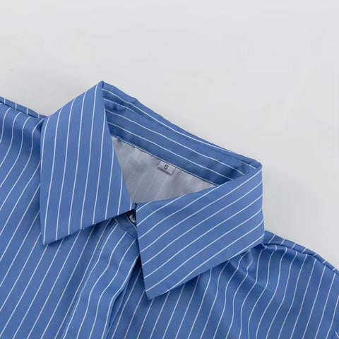 New Faionable Striped Mid-Length shirt And Skirt Set CODE: KAR4269