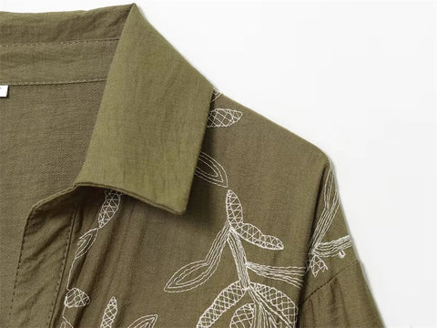 New Fashion Short Sleeve Embroidered Shirt And Shorts Set CODE: KAR4417