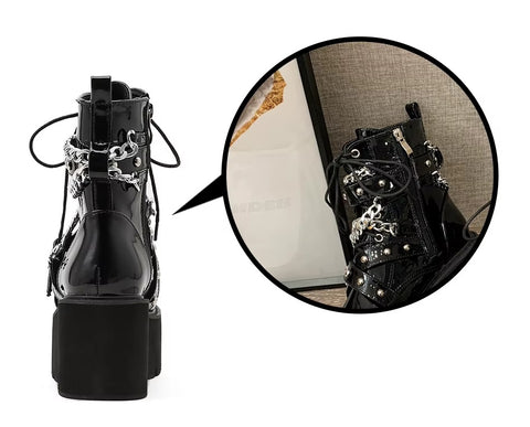 New Fashion Punk Platform Ankle Boots with Chain & Buckle CODE: KAR4421