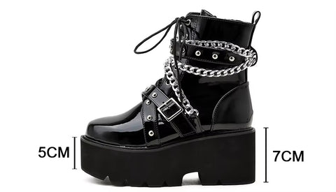 New Fashion Punk Platform Ankle Boots with Chain & Buckle CODE: KAR4421