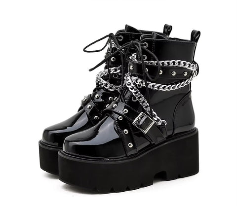 New Fashion Punk Platform Ankle Boots with Chain & Buckle CODE: KAR4421