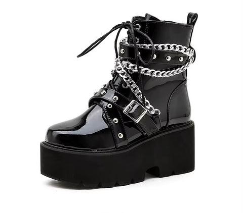 New Fashion Punk Platform Ankle Boots with Chain & Buckle CODE: KAR4421
