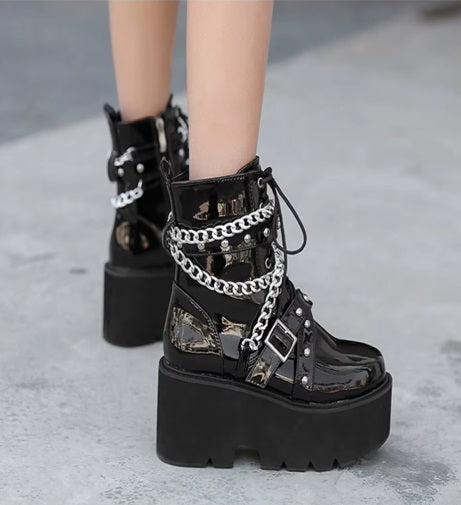 New Fashion Punk Platform Ankle Boots with Chain & Buckle CODE: KAR4421