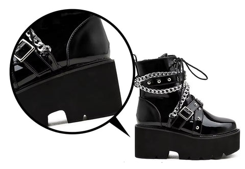New Fashion Punk Platform Ankle Boots with Chain & Buckle CODE: KAR4421