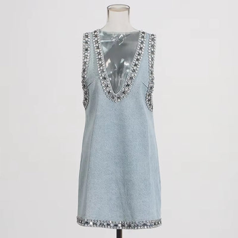 New Fashion V Neck Sleeveless Pullover Mini Dress CODE: KAR4422