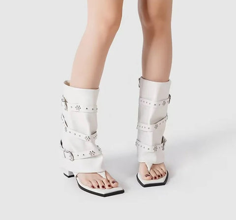 New Fashion Square Toe Metal Rivets Buckle Strap Ankel Boots CODE: KAR4632