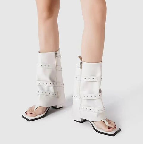 New Fashion Square Toe Metal Rivets Buckle Strap Ankel Boots CODE: KAR4632