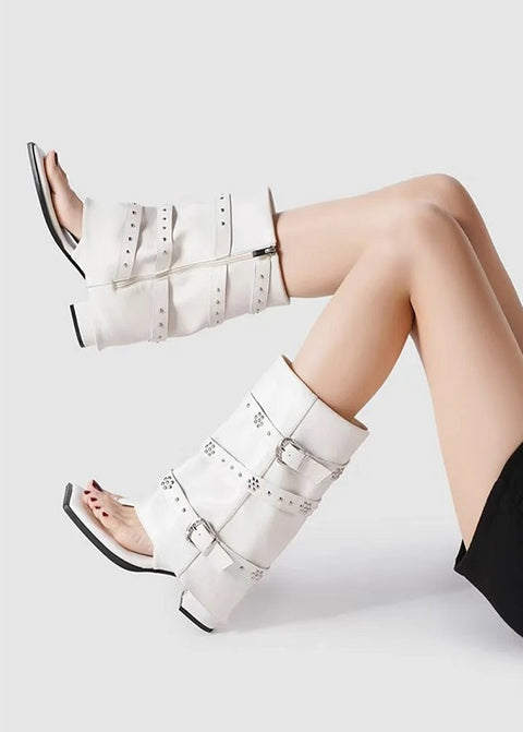 New Fashion Square Toe Metal Rivets Buckle Strap Ankel Boots CODE: KAR4632