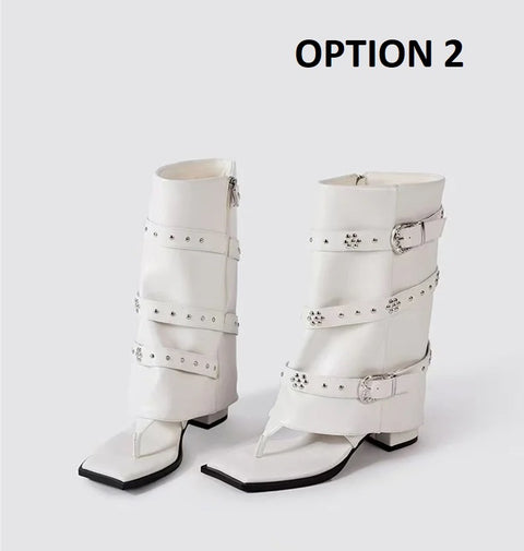 New Fashion Square Toe Metal Rivets Buckle Strap Ankel Boots CODE: KAR4632