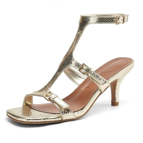 New Fashion Snake Skin Pattern Metal Buckle Strap High Heels CODE: KAR4633