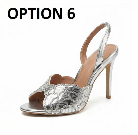 New Summer Sequined Slim High-heeled Sandals CODE: KAR4655