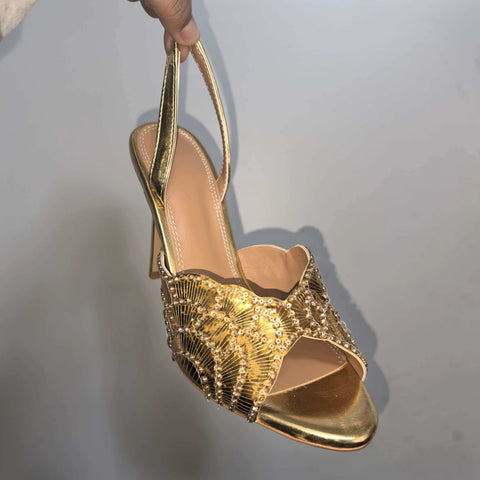 New Summer Sequined Slim High-heeled Sandals CODE: KAR4655