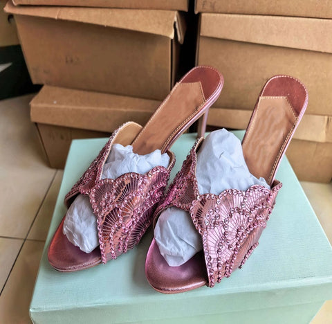 New Summer Sequined Slim High-heeled Sandals CODE: KAR4655