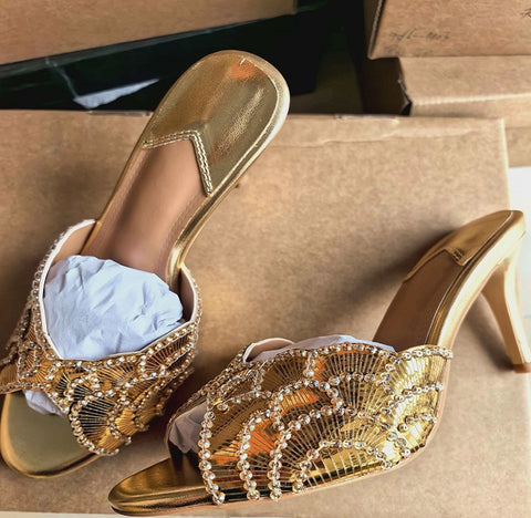New Summer Sequined Slim High-heeled Sandals CODE: KAR4655