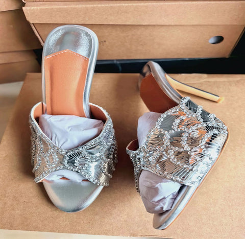 New Summer Sequined Slim High-heeled Sandals CODE: KAR4655