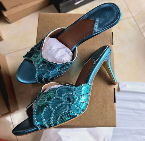 New Summer Sequined Slim High-heeled Sandals CODE: KAR4655