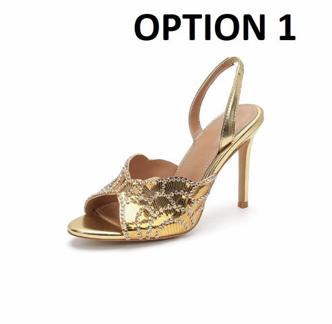 New Summer Sequined Slim High-heeled Sandals CODE: KAR4655