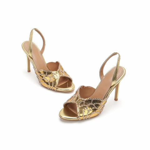 New Summer Sequined Slim High-heeled Sandals CODE: KAR4655