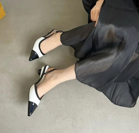 Sexy Pointed Toe Slingbacks Chunky High Heels CODE: KAR4785