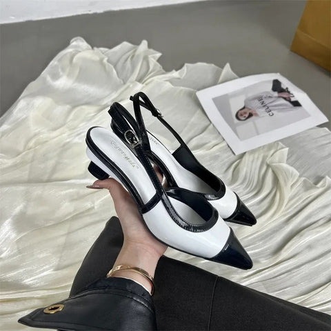 Sexy Pointed Toe Slingbacks Chunky High Heels CODE: KAR4785