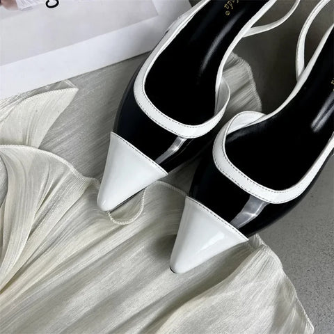 Sexy Pointed Toe Slingbacks Chunky High Heels CODE: KAR4785