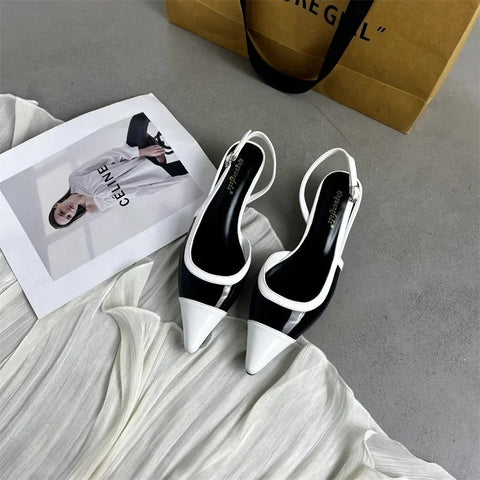 Sexy Pointed Toe Slingbacks Chunky High Heels CODE: KAR4785