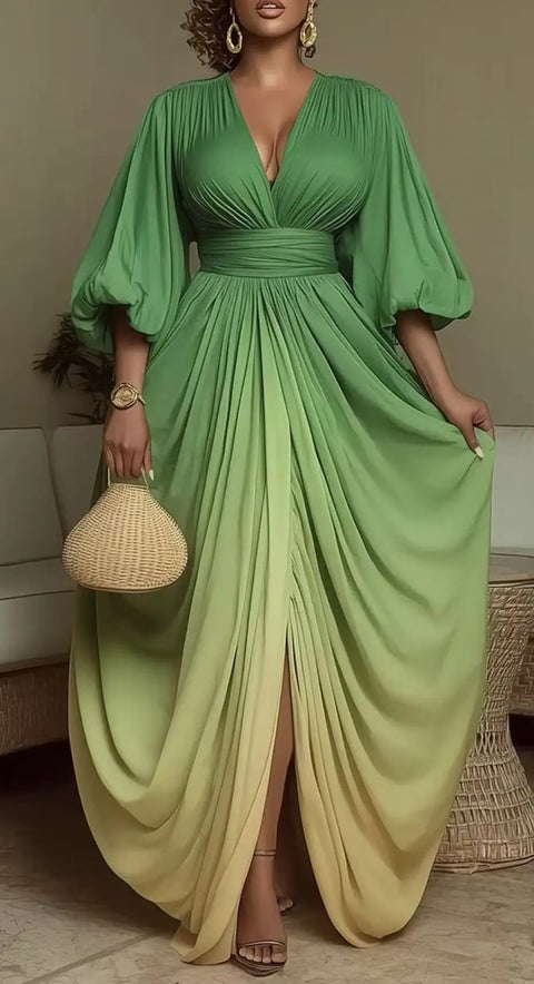 New Fashion Gradient Printed Ruched Dress code: KAR4822