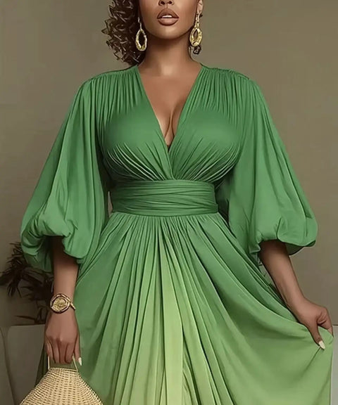 New Fashion Gradient Printed Ruched Dress code: KAR4822
