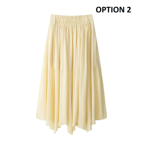 New Tiered Lace-Up Design Pleated Long Skirt Zipper Closure CODE: KAR4869