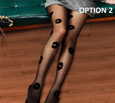 New Sexy Lips Printed Transparent Seamless Thin Pantyhose CODE: KAR4882