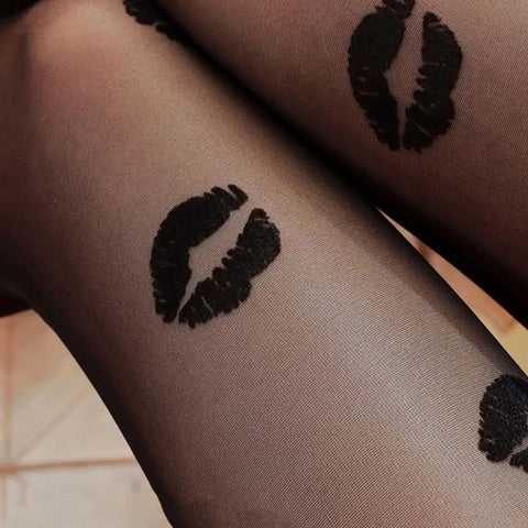 New Sexy Lips Printed Transparent Seamless Thin Pantyhose CODE: KAR4882