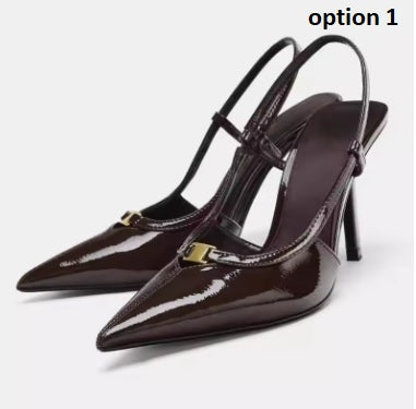 New Metal Decoration Slingback Stiletto Heels Sandals CODE: KAR5029