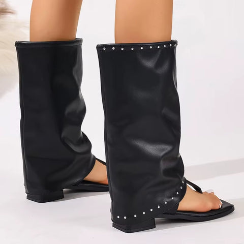 Fashion Cool Bohemian Rivets Thick Heels Trousers Boots CODE: KAR5035
