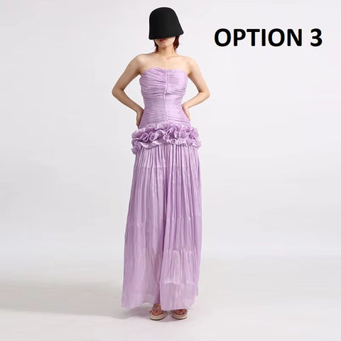 New Fashion Casual Strapless Pleated Ruffled Dresses CODE: KAR5069