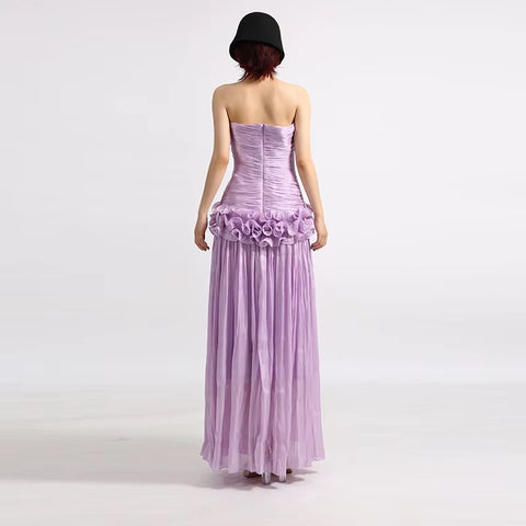 New Fashion Casual Strapless Pleated Ruffled Dresses CODE: KAR5069