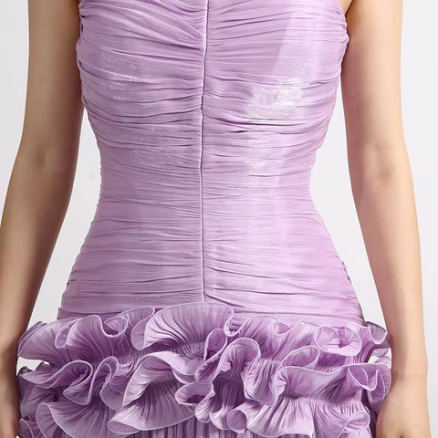 New Fashion Casual Strapless Pleated Ruffled Dresses CODE: KAR5069