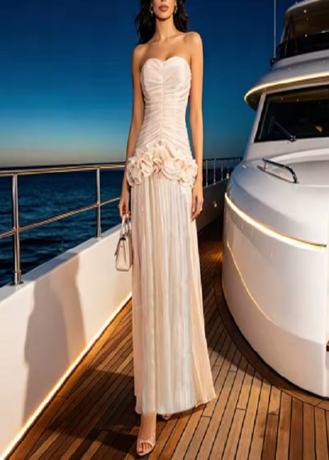 New Fashion Casual Strapless Pleated Ruffled Dresses CODE: KAR5069