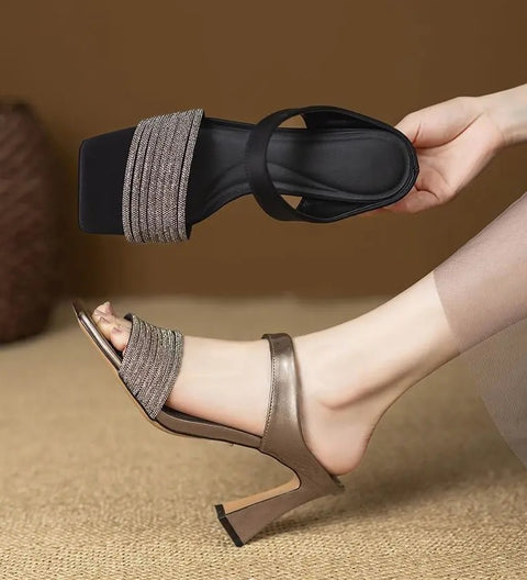 New summer square-toe versatile high-heeled shoes sandals CODE: KAR5121