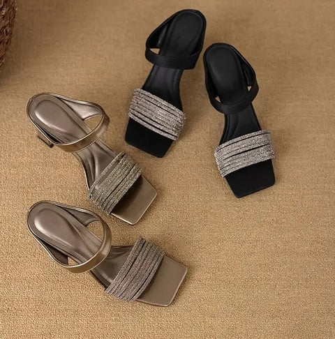 New summer square-toe versatile high-heeled shoes sandals CODE: KAR5121