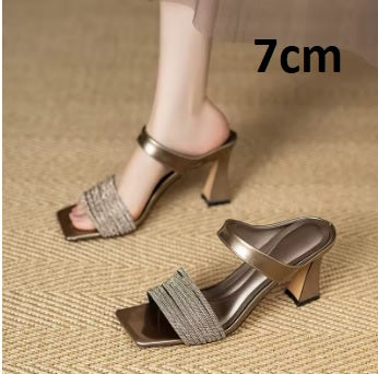 New summer square-toe versatile high-heeled shoes sandals CODE: KAR5121