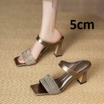 New summer square-toe versatile high-heeled shoes sandals CODE: KAR5121