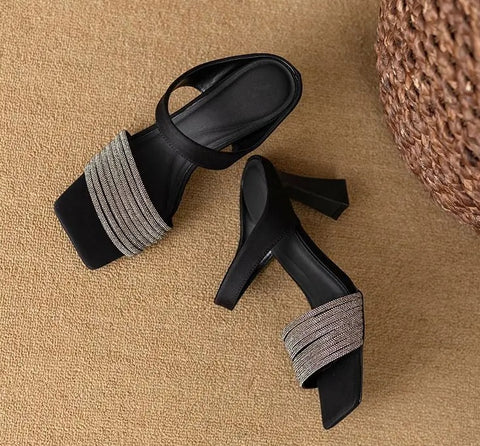 New summer square-toe versatile high-heeled shoes sandals CODE: KAR5121