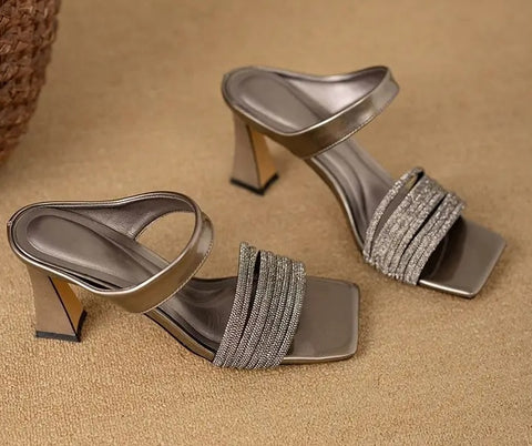 New summer square-toe versatile high-heeled shoes sandals CODE: KAR5121
