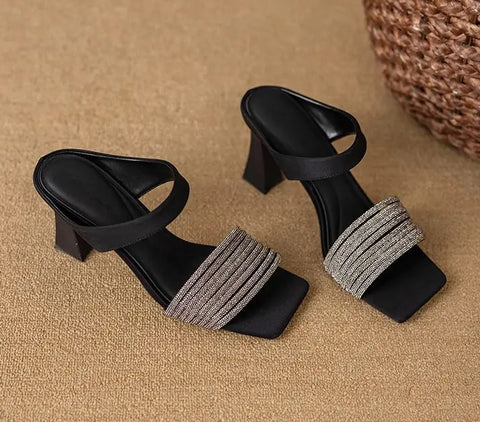 New summer square-toe versatile high-heeled shoes sandals CODE: KAR5121