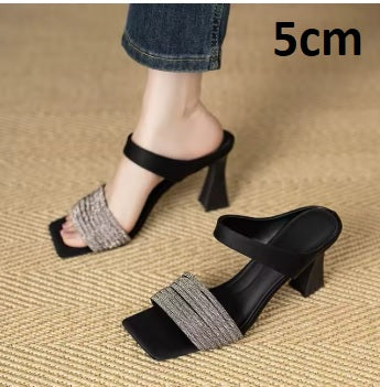 New summer square-toe versatile high-heeled shoes sandals CODE: KAR5121